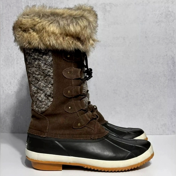 BEARPAW 🐻Womens Suede Earth Lace Up Rory Faux Fur Collar Boots Waterproof Siz10 - Picture 3 of 11